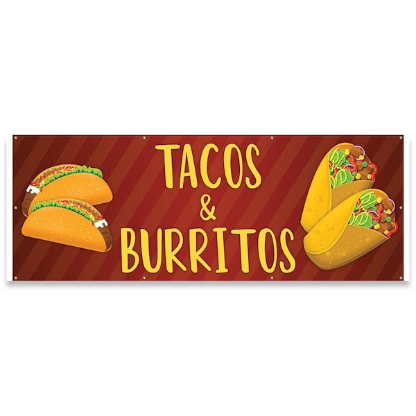 Tacos & Burritos Banner Concession Stand Food Truck Single Sided